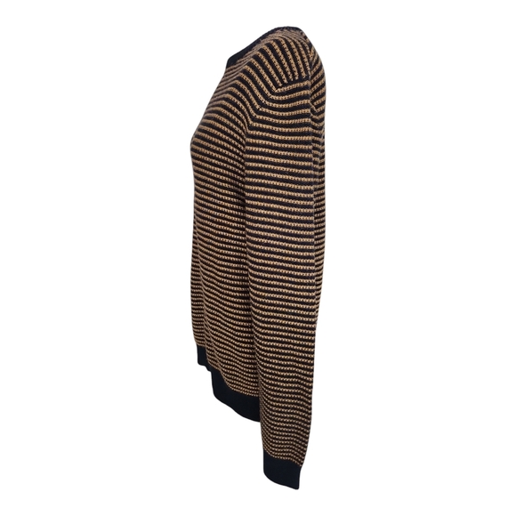 Knitwear by F+F Navy Tan Striped Sweater – Wool Blend, Women’s Medium - Picture 6 of 10